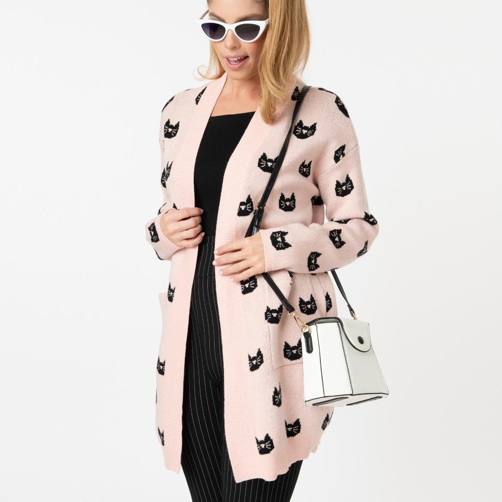 <Regular One Size> Cat face cute Sweater Cardigan